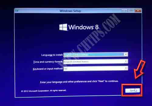 Install Windows 8 in Hindi