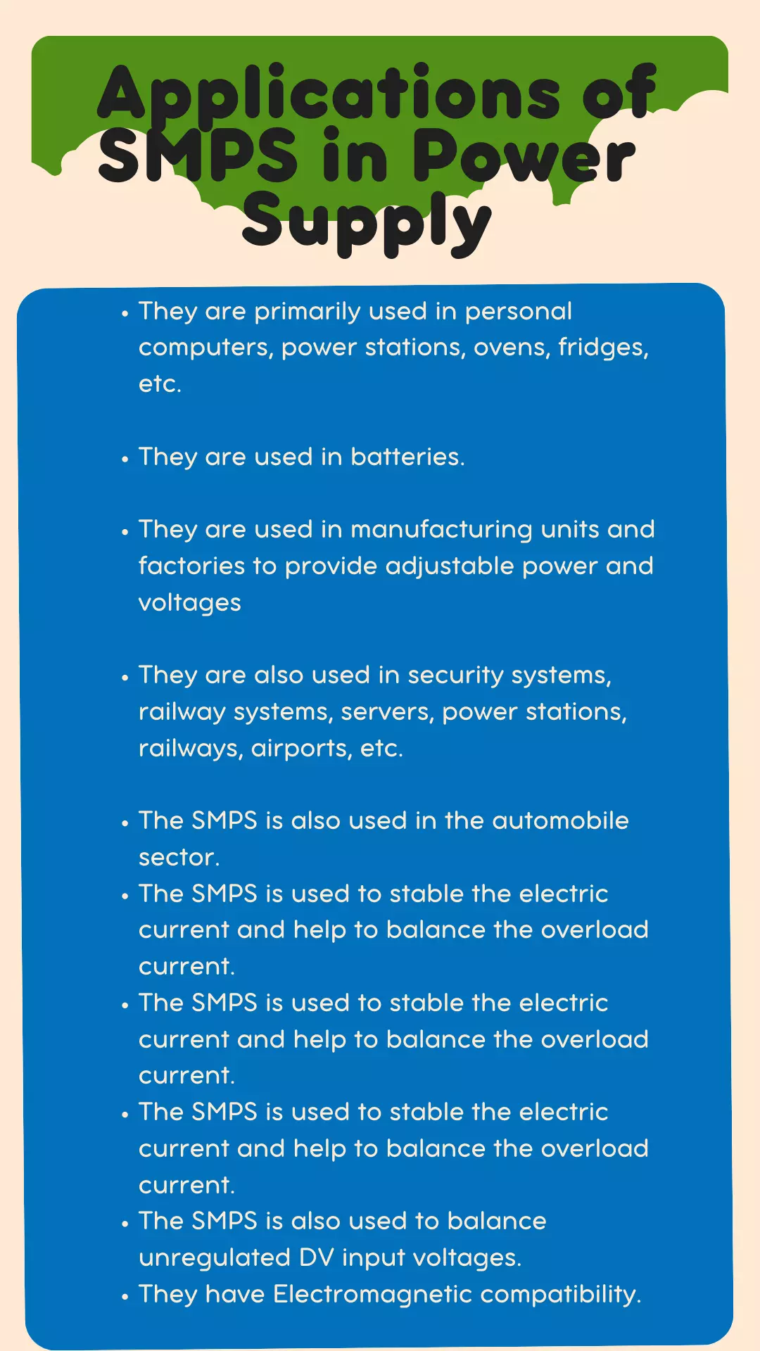 10 Applications of SMPS in Power Supply With Examples