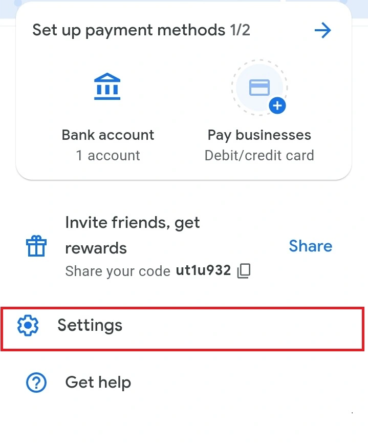 Google Pay Setting 