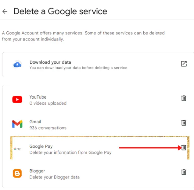 Delete a Google Service
