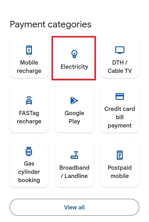 Electricity Google Pay