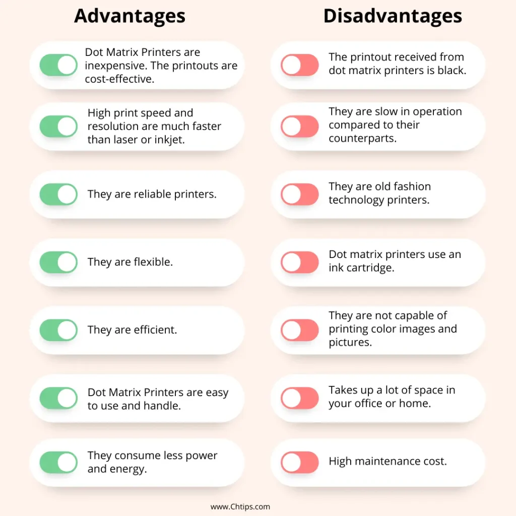 Advantages and Disadvantages of Dot Matrix Printers